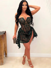 Gorgeous Sequins Strapless Elegant Backless Bodycon Mini Dresses