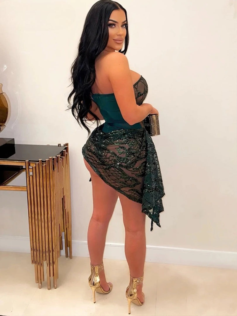 Gorgeous Sequins Strapless Elegant Backless Bodycon Mini Dresses
