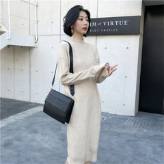 Half-turtleneck Straight Knitted Sweater Dress