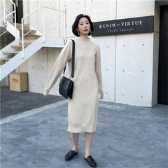 Half-turtleneck Straight Knitted Sweater Dress