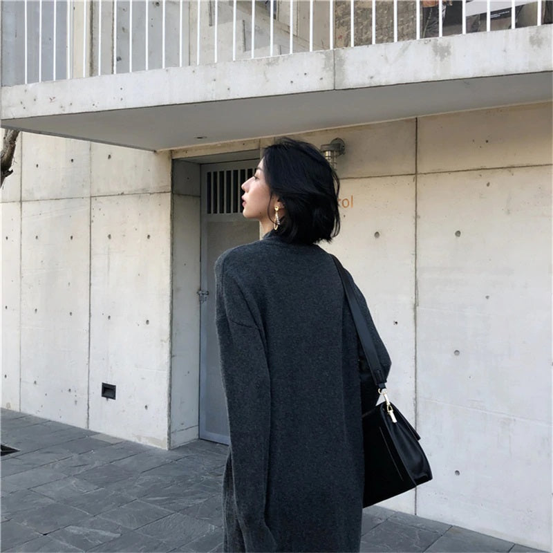 Half-turtleneck Straight Knitted Sweater Dress