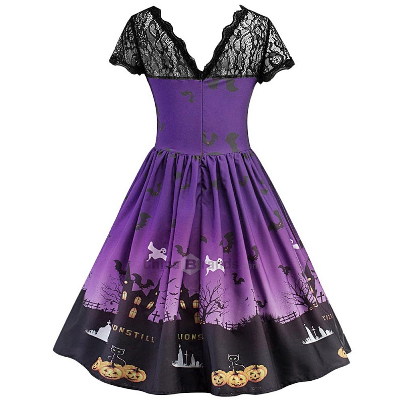Halloween Vintage Lace Insert Pin Up Dress