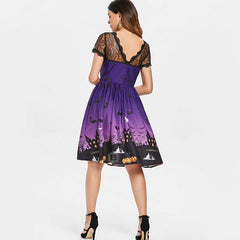 Halloween Vintage Lace Insert Pin Up Dress