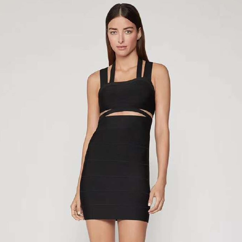 Halter Spaghetti Strap Hollow Out Evening Party Dress