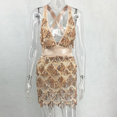 Halter Sheath Mini Dress Backless Elegant Dress Party Night
