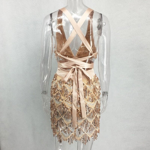 Halter Sheath Mini Dress Backless Elegant Dress Party Night