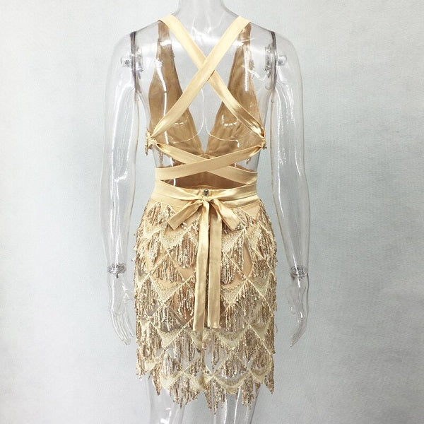 Halter Sheath Mini Dress Backless Elegant Dress Party Night
