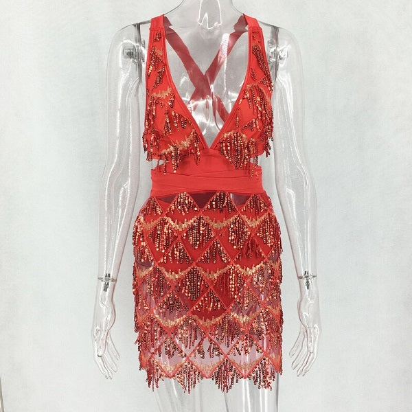 Halter Sheath Mini Dress Backless Elegant Dress Party Night