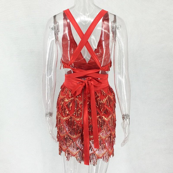 Halter Sheath Mini Dress Backless Elegant Dress Party Night