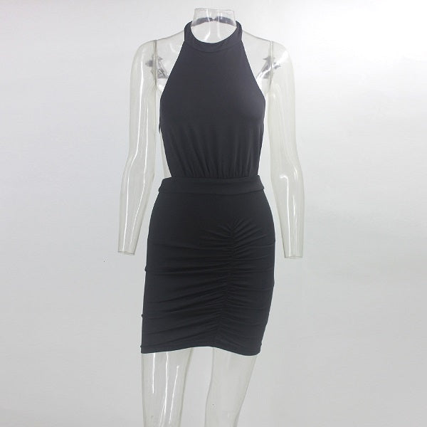 Halter Shiny Slim Backless Club Elegant Mini Dress