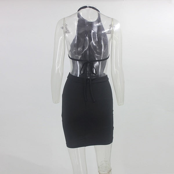 Halter Shiny Slim Backless Club Elegant Mini Dress