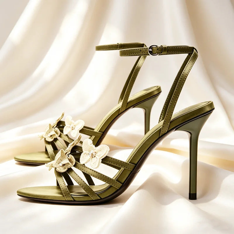 Hand Embroidery Butterfly Detail High Heel