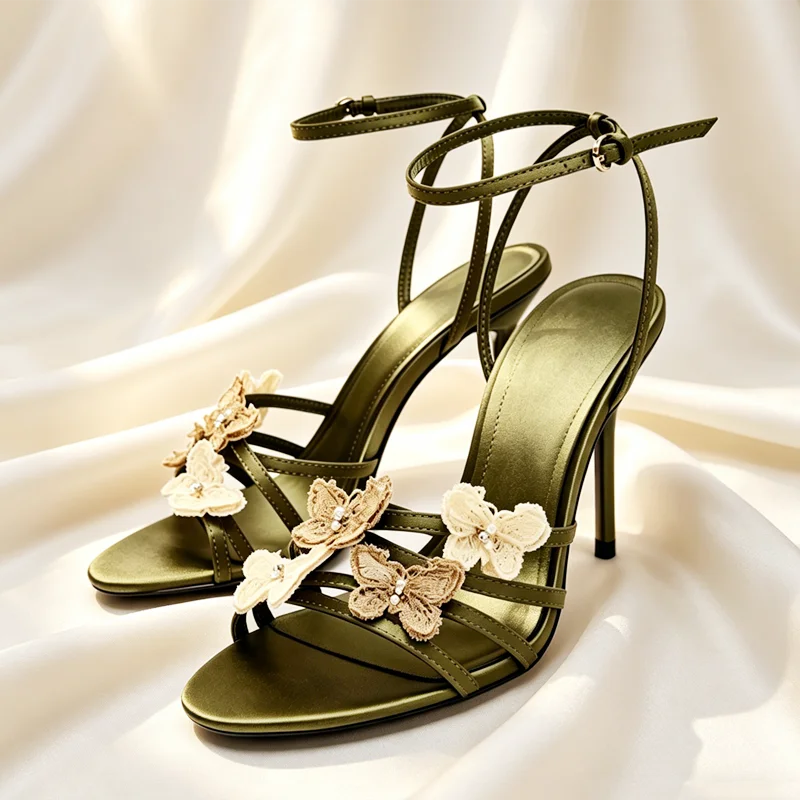 Hand Embroidery Butterfly Detail High Heel