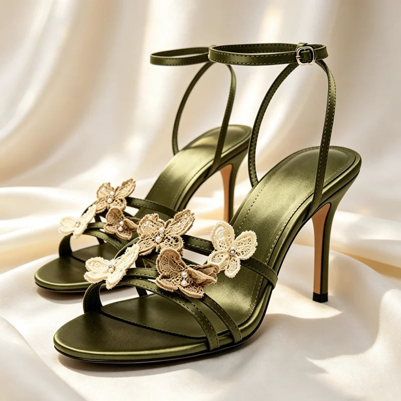 Hand Embroidery Butterfly Detail High Heel