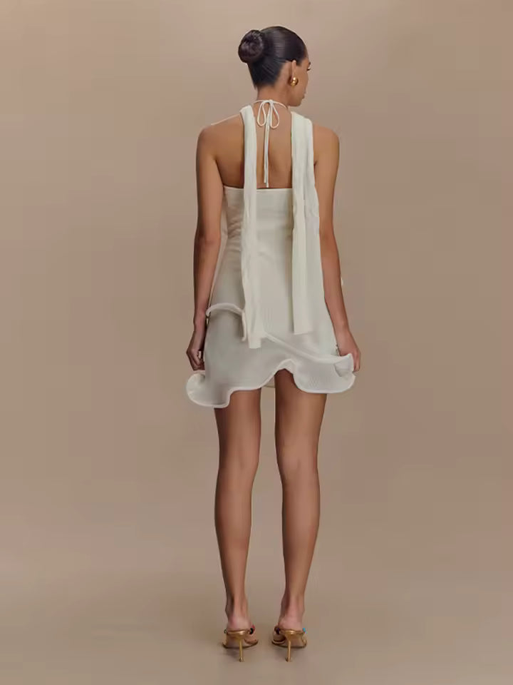 Hanging Neck Backless Lace-up Sleeveless Party Evening Robe Casual Dress