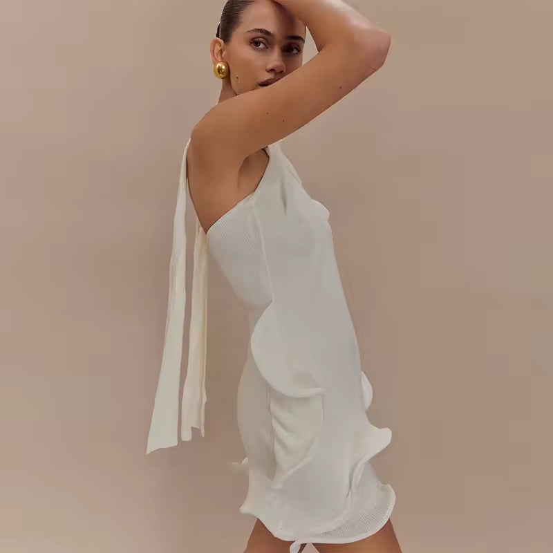 Hanging Neck Backless Lace-up Sleeveless Party Evening Robe Casual Dress