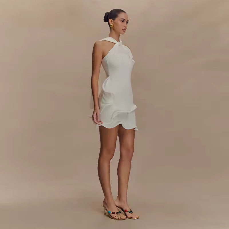 Hanging Neck Backless Lace-up Sleeveless Party Evening Robe Casual Dress