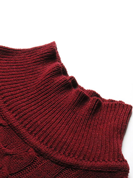 High Collar Long Sleeves Knit Sweater Dresses