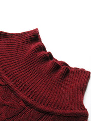 High Collar Long Sleeves Knit Sweater Dresses