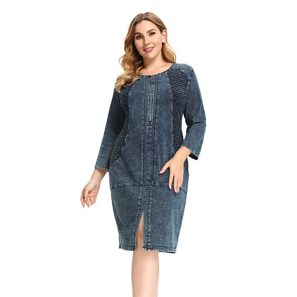 High Flexibility Slim Fit Denim Dress Fish Scale Denim