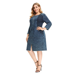 High Flexibility Slim Fit Denim Dress Fish Scale Denim
