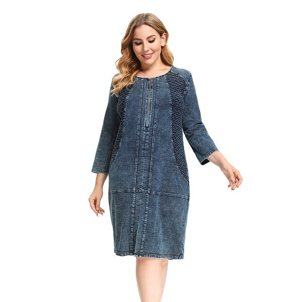 High Flexibility Slim Fit Denim Dress Fish Scale Denim