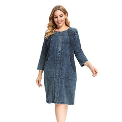 High Flexibility Slim Fit Denim Dress Fish Scale Denim