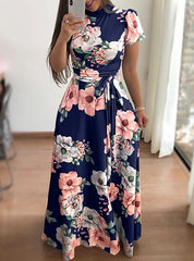 High Neck Floral Maxi Dress