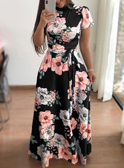 High Neck Floral Maxi Dress