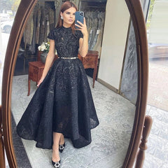 High Neck Luxury Asymmetrical Evening Dresses
