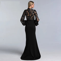 High Neck Sequined Mermaid Design Evening Dresses