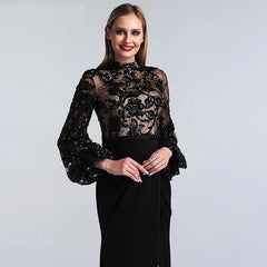 High Neck Sequined Mermaid Design Evening Dresses