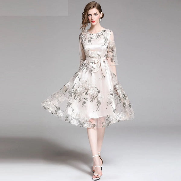High Quality Embroidery Lace Designer Party Dress