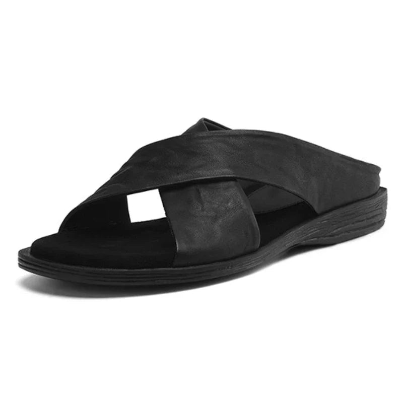 High Quality Flat Slippers Pointed Toe Cross Tied Brand Designer Slippers Comfort Open Toe Non Slip Beach Sandals