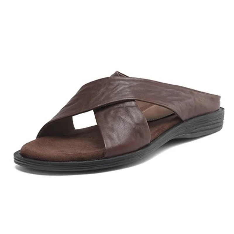 High Quality Flat Slippers Pointed Toe Cross Tied Brand Designer Slippers Comfort Open Toe Non Slip Beach Sandals