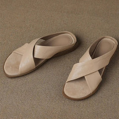 High Quality Flat Slippers Pointed Toe Cross Tied Brand Designer Slippers Comfort Open Toe Non Slip Beach Sandals