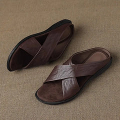High Quality Flat Slippers Pointed Toe Cross Tied Brand Designer Slippers Comfort Open Toe Non Slip Beach Sandals