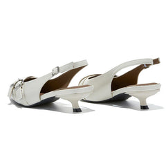 High Quality Leather Kitten-Heel Sandals Pointed-Toe Mules Heel