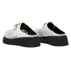 High Quality Leather Mesh Mules Slippers Openwork Design Wedge Heel