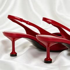High Quality Patent Leather Pumps Pointed Toe Bow Detail High Heel