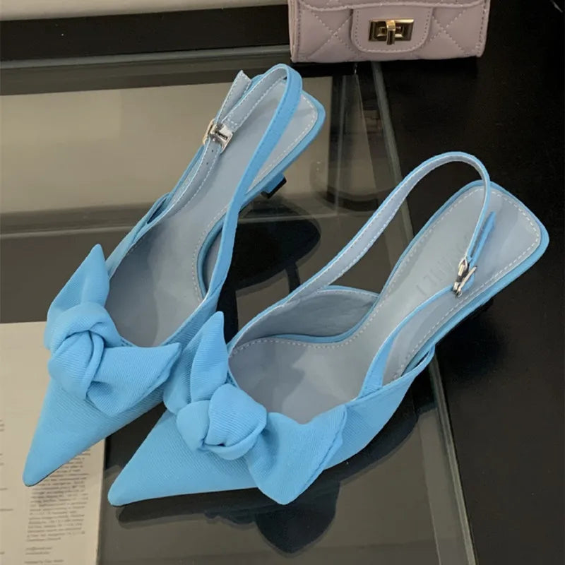 High Quality Suede Bow Design High Heel