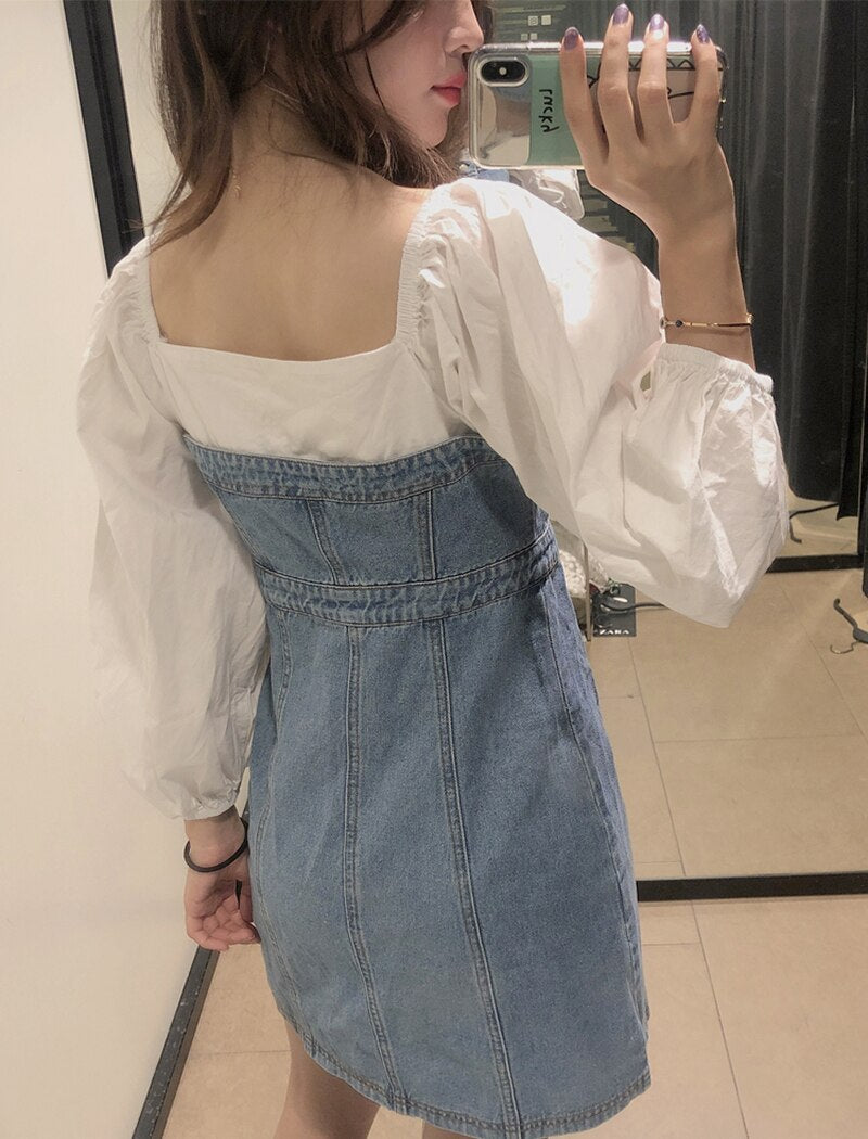 High Street Jeans Patchwork Mini Dresses