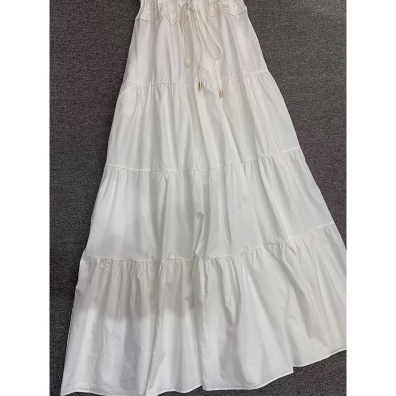 High Street Spaghetti Strap Ruched Belted Long Dress