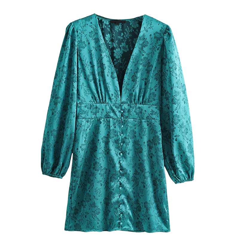 Elegant V-Neck Lantern Sleeve Empire Waist Nightclub Dress