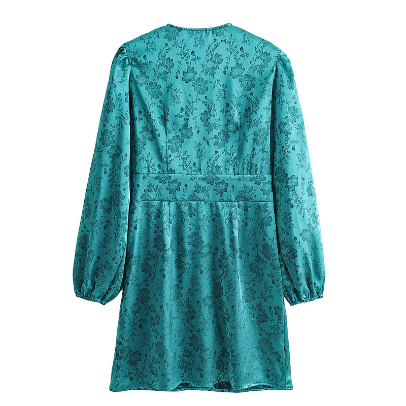 Elegant V-Neck Lantern Sleeve Empire Waist Nightclub Dress