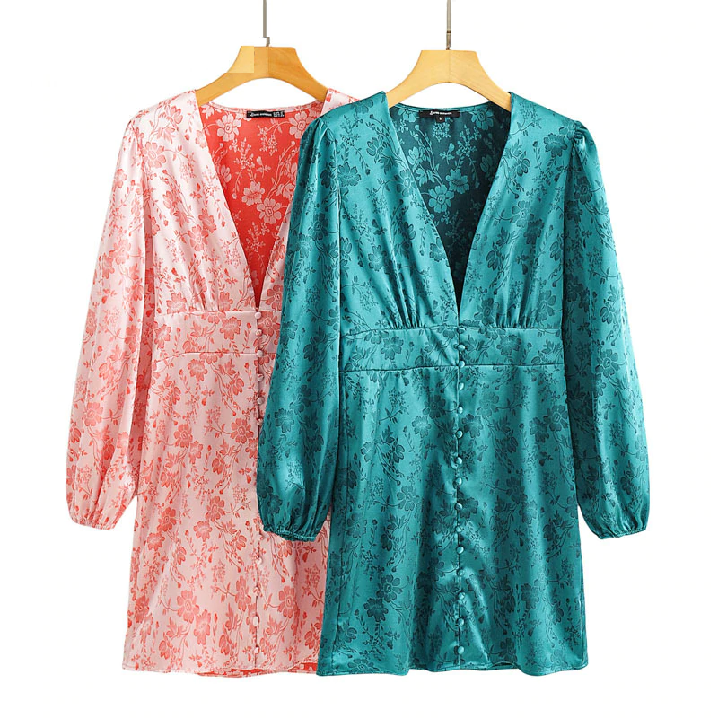 Elegant V-Neck Lantern Sleeve Empire Waist Nightclub Dress