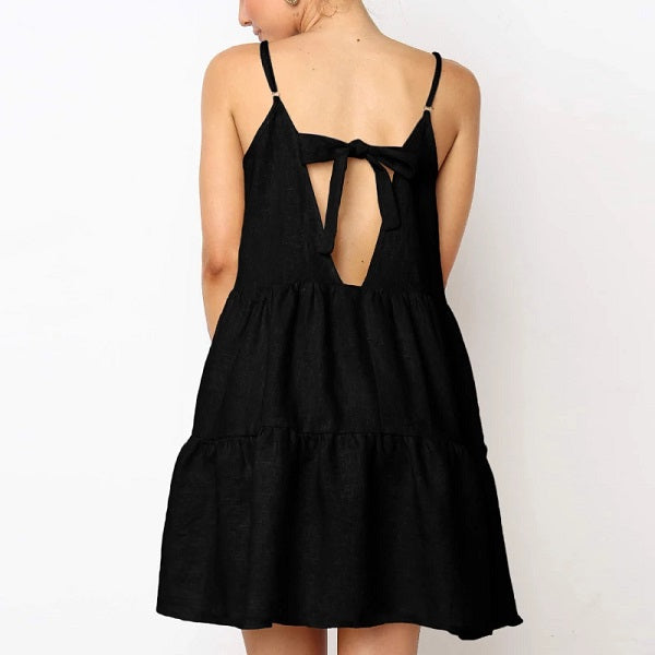 Hollow Out Casual Spaghetti Strap Beach Drees