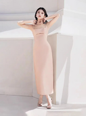 Hollow Out Elegant Strap Dress Niche Design High Waist Sleeveless Split Dresses
