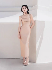 Hollow Out Elegant Strap Dress Niche Design High Waist Sleeveless Split Dresses