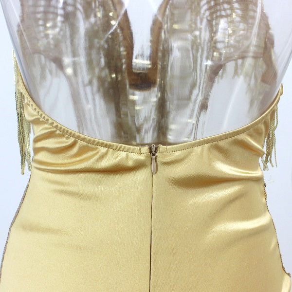 Hollow Out Halter Club Backless Short Glitter Mini Dress